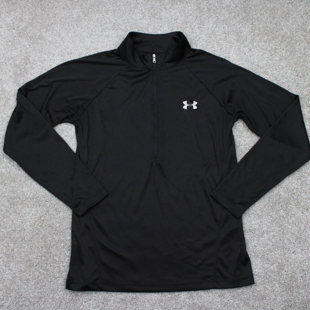 Under Armour Tech Twist Sweatshirt Women Medium Black Loose Fit Heatgear 1/2 Zip